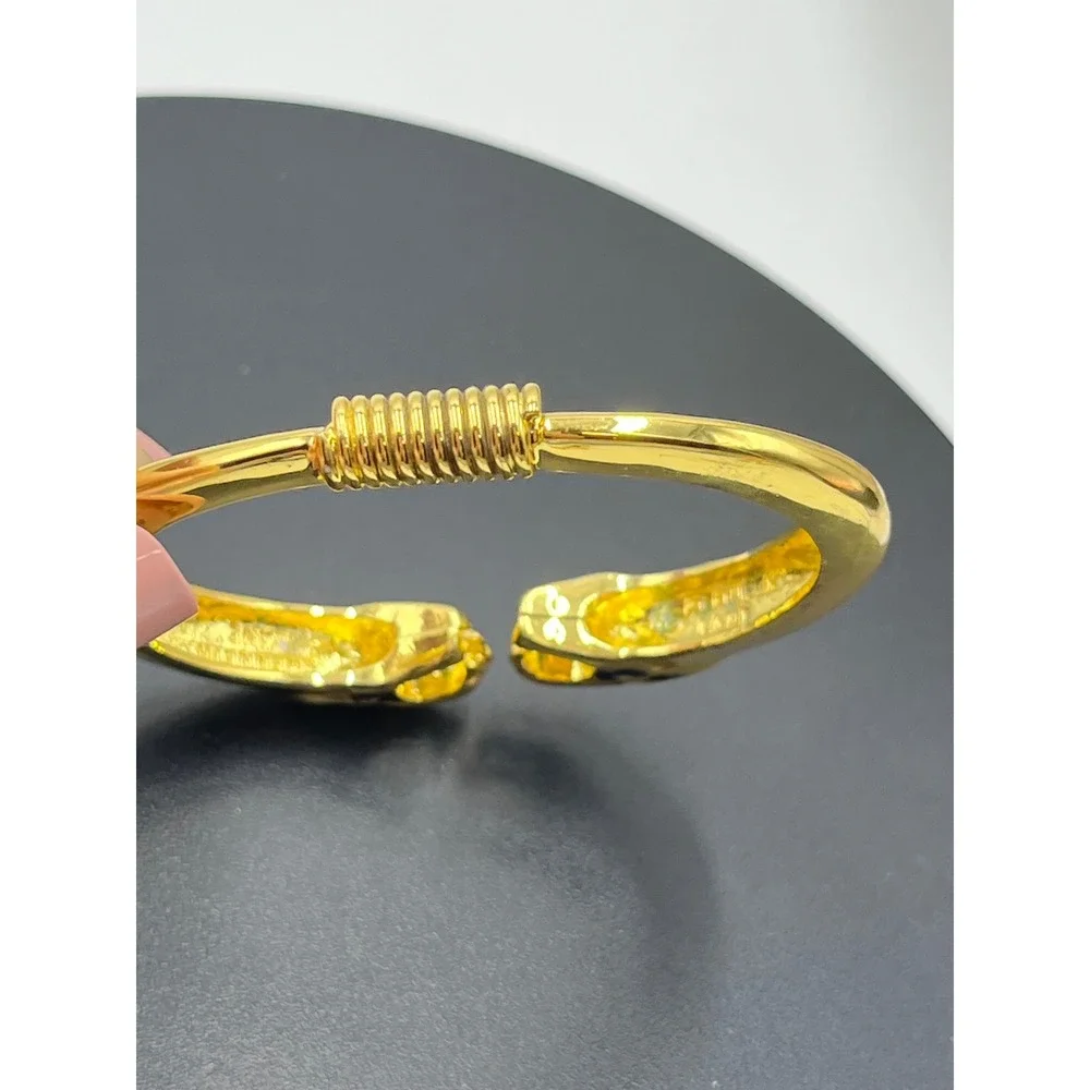 Kenneth Lane Vintage KJL Double Panther‎ Jaguar Bracelet Gold Black  Rhinestones